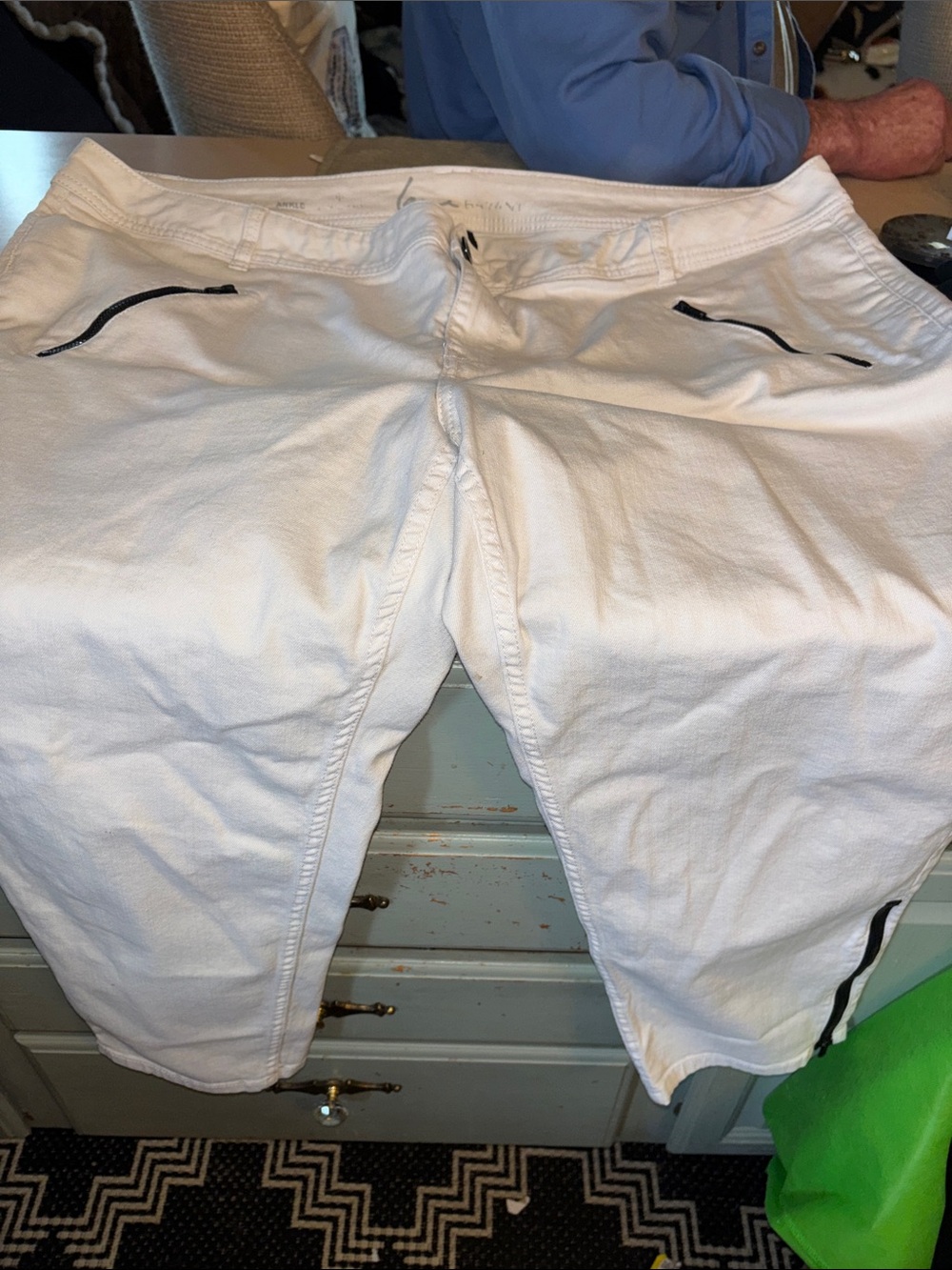 Lane Bryant White Ankle Cropped Jeans with Black Trim
